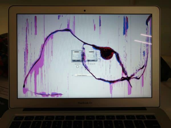 Pink Red And Purple Cracks On MacBook Air Screen Mac Screen Repair