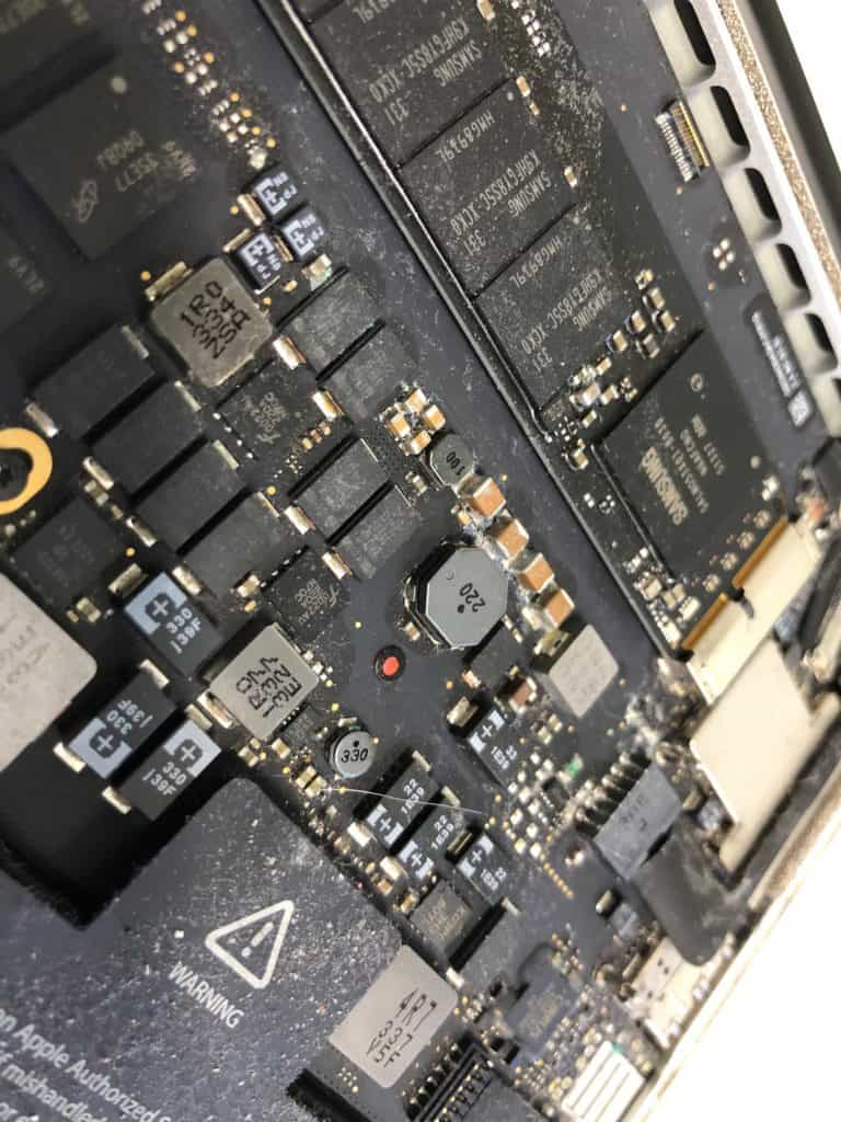 Mac Liquid Damage Repair Options 1 Red liquid indicator on Mac Logic Board