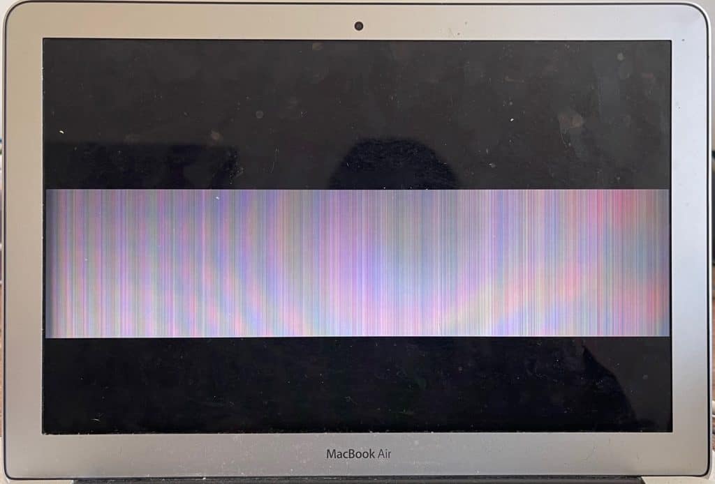 A1466 MacBook Air with horizontal bar on screen.