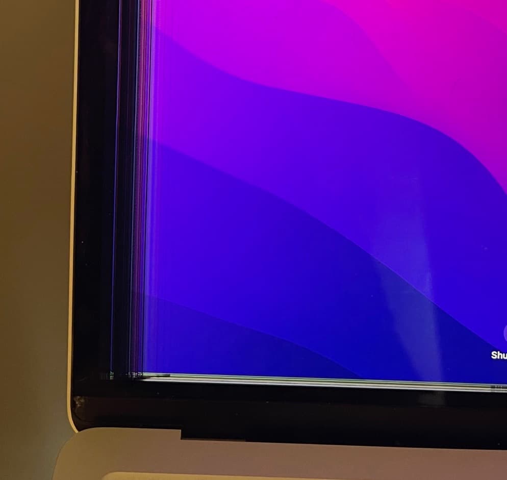 Closeup of MacBook Air cracked screen