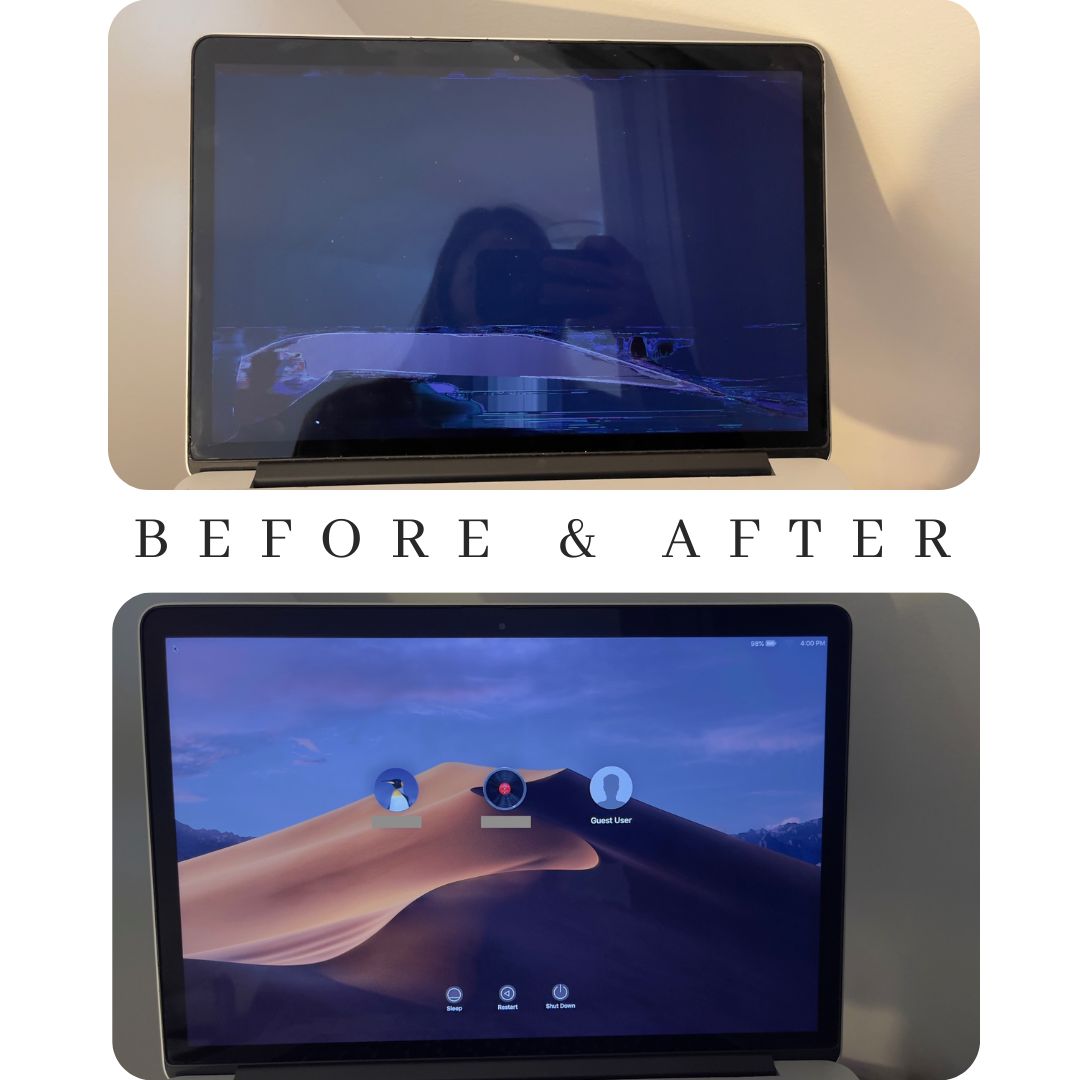 A1932 Cracked Screen Repair Before and After