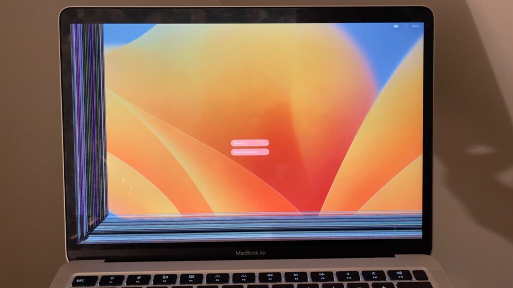 2020 MacBook Air Screen Cracked During Cleaning 2 Cracked and liquid damaged MacBook Air
