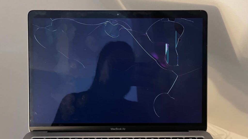 Black Screen With Colored Lines 2 MacBook Air Cracks on Screen